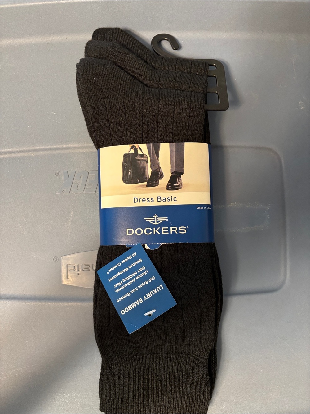 Dockers Black Ribbed Dress Crew Socks - 3 Pack